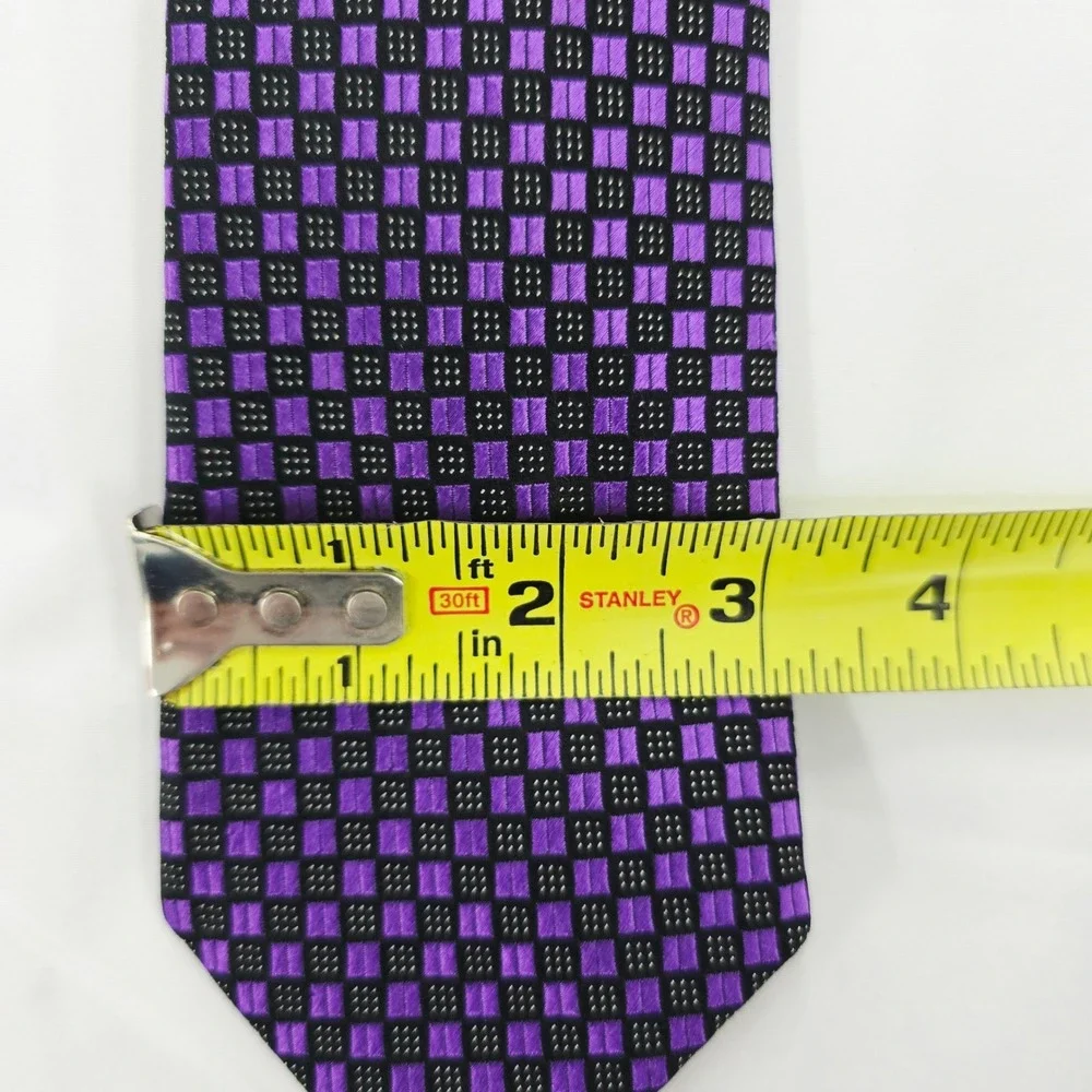 Sean John Purple & Black Checkered 100% Silk Necktie‎ Men's Fashion Accessory